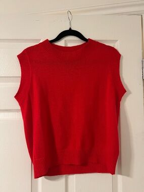 Red Sweater Vest | Sleeveless Knit Top | Preppy Spring Outfit